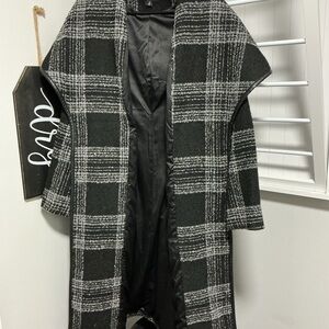 torrid Black and White Plaid Open-Front Jacket